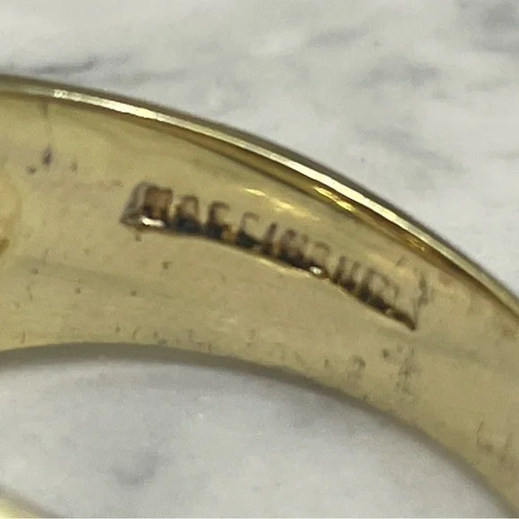 Vintage Men’s RingGold plated Clear CZ Stone Square Setting Sz 11 antique look